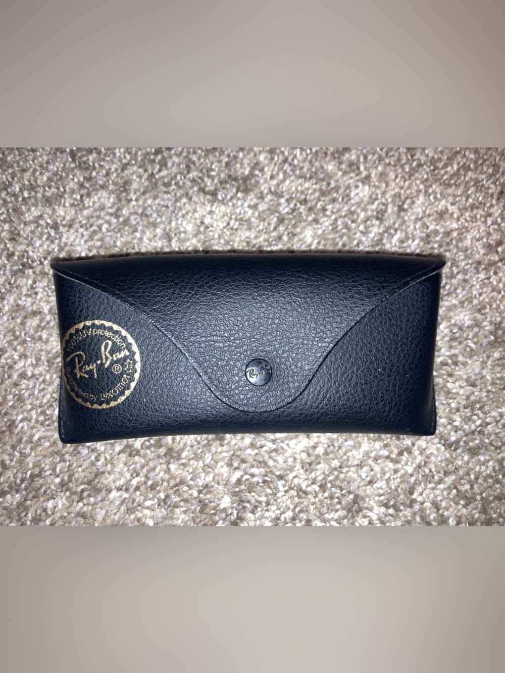 Ray-Ban Black Leatherette Sunglasses Case with Gold Logo